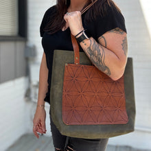 Tall Tote - Flower of Life on Olive