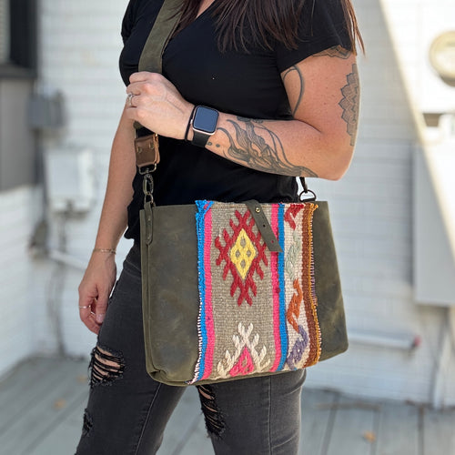 Go Everywhere Crossbody Bag - Olive + Kilim