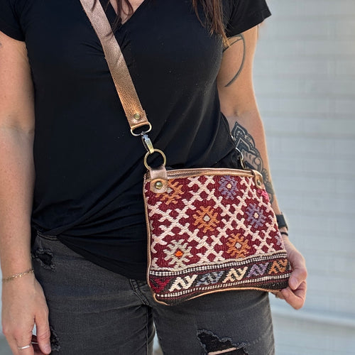 Go Small Zippered Crossbody - Bronze + Kilim