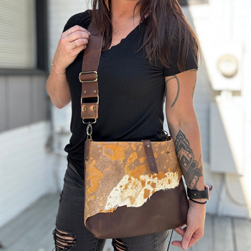 Go Everywhere Crossbody Bag - Caramel + Mustard Calfskin