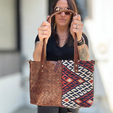 Mini Tote - Brown Basketweave + Vintage Kilim