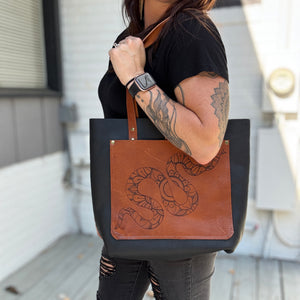Tall Tote - Snake on Black