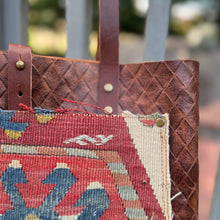 Tall Tote - Vintage Kilim on Brown Basketweave