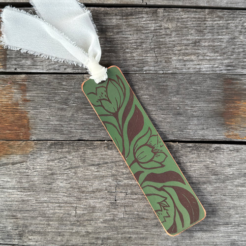 Leather Bookmark - Moss Green - Tulip