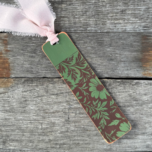 Leather Bookmark - Moss Green - Sunflower
