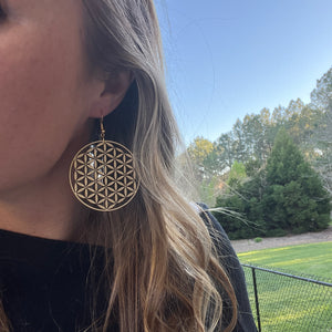 Flower of Life Wooden Earrings