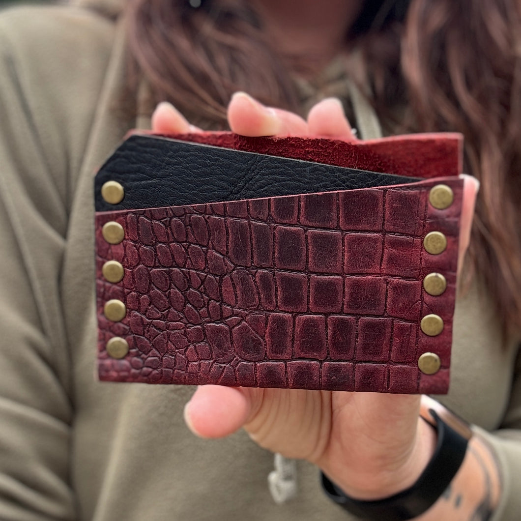 Card Wallet - Red Croc