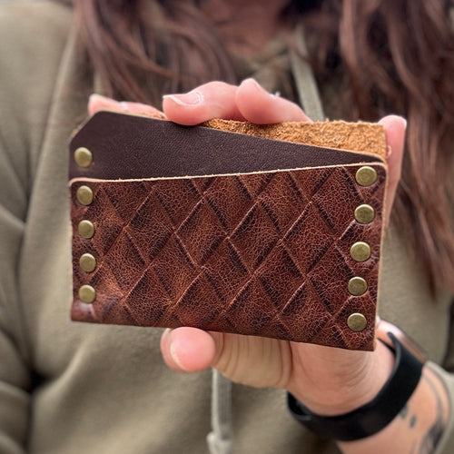 Card Wallet - Brown Basketweave