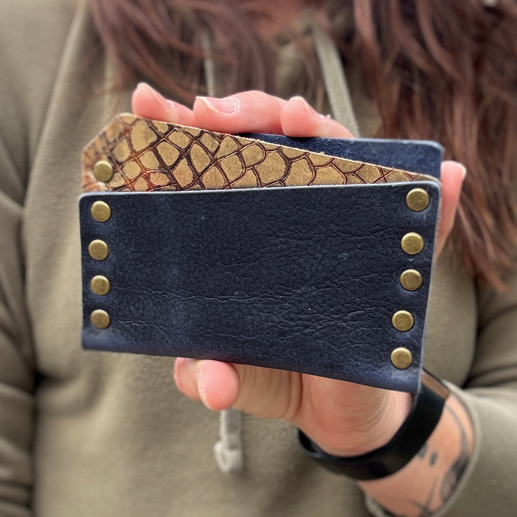 Card Wallet - Navy + Sunset Snake