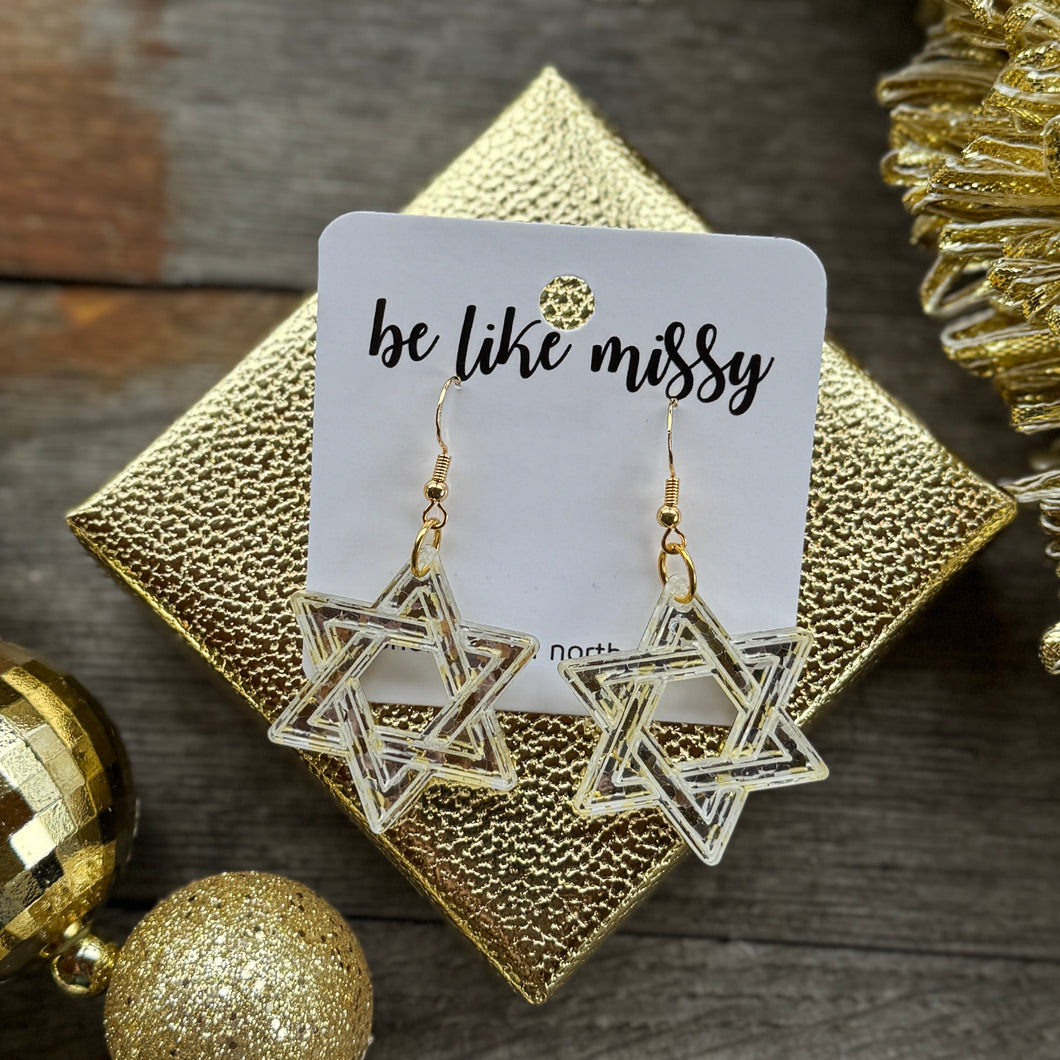 Star of David - Champagne Glitter - Acrylic Earrings