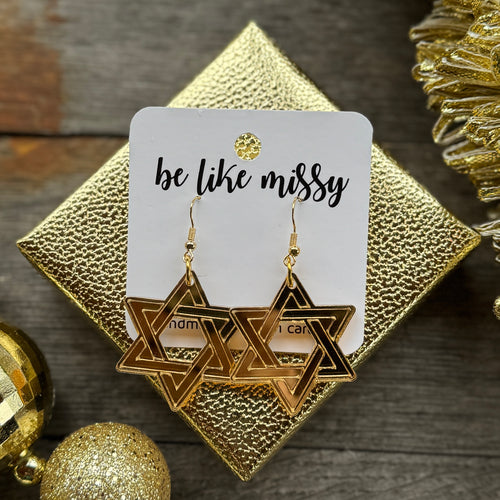 Star of David - Gold Mirror - Acrylic Earrings