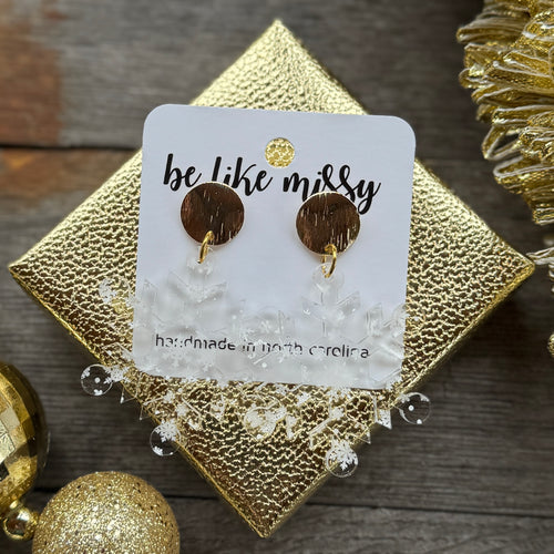 Snowflake Earrings - Tiny White Snowflakes - Acrylic Earrings