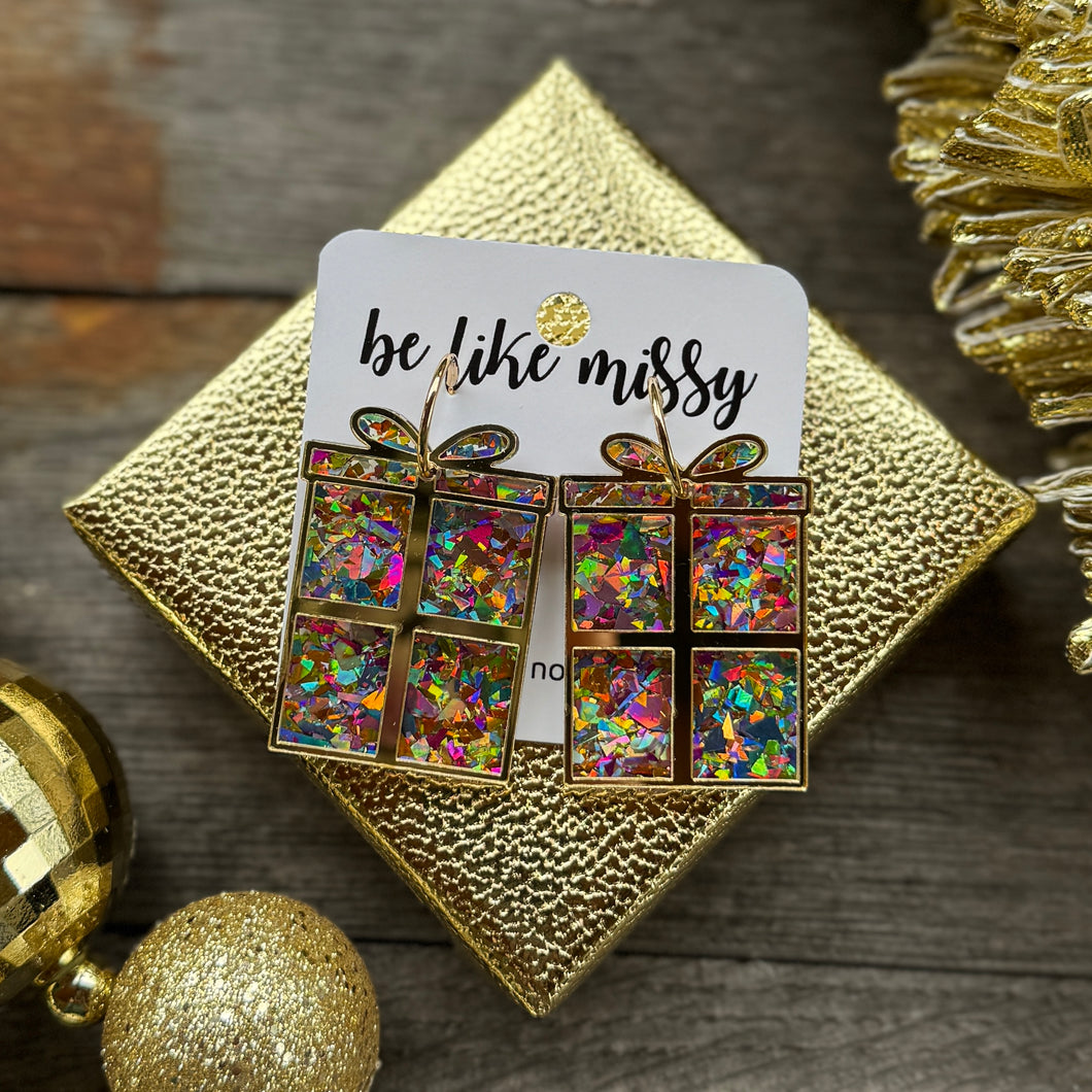 I'm a Gift - Disco Glitter - Acrylic Earrings