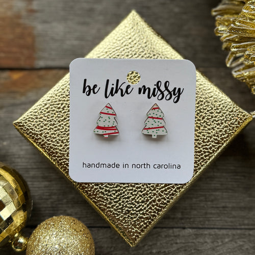 Christmas Tree Studs - Snack Cake - Acrylic Earrings