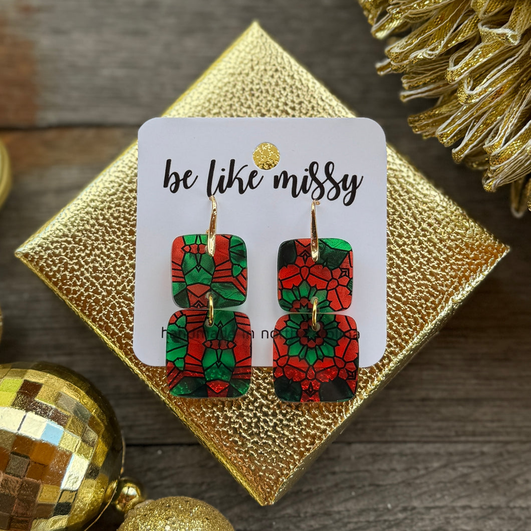 Mini Stacks - Red + Green Kaleidoscope