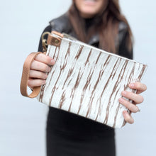Large Zippered Wristlet - White Beachwood + Bronze