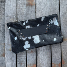 [raleigh leather] Clutch - Silver Acid Wash on Black Calfskin