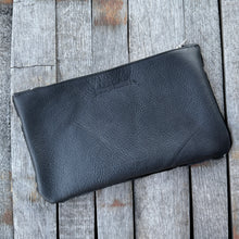 [raleigh leather] Clutch - Silver Acid Wash on Black Calfskin