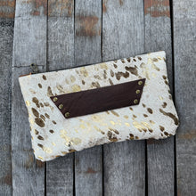 [raleigh leather] Clutch - Gold Acid Wash + Caramel