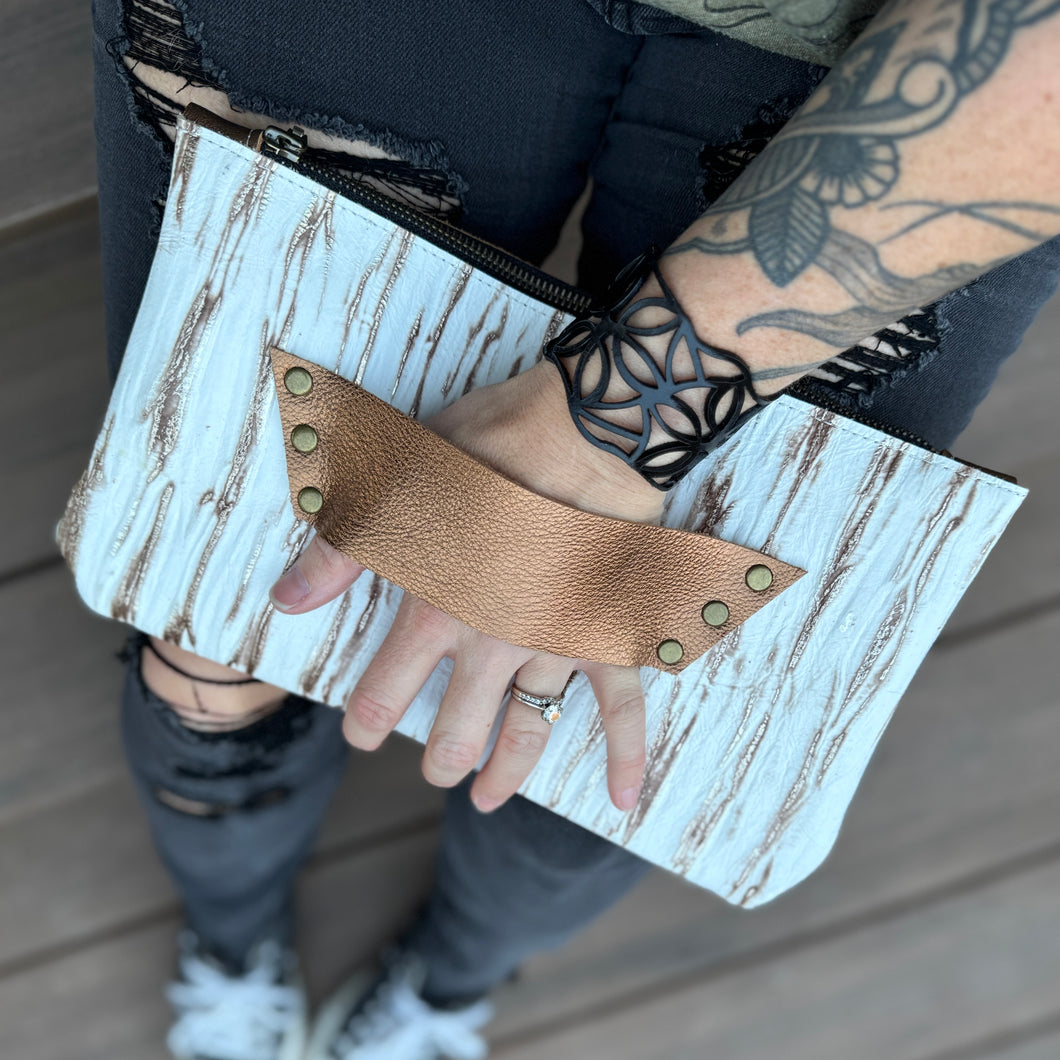 [raleigh leather] Clutch - White Beachwood