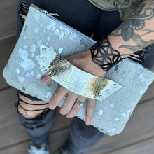 [raleigh leather] Clutch - Silver Acid Wash