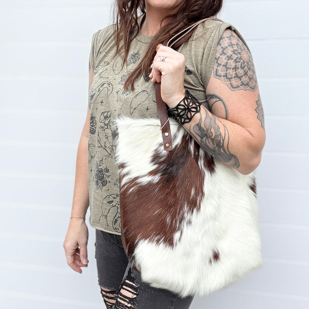 Tall Tote - Tricolor Cowhide + Caramel