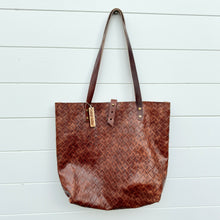 Tall Tote - Brown Basketweave + Caramel