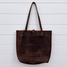 Tall Tote - Brown Basketweave + Caramel
