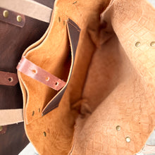 Tall Tote - Brown Basketweave + Caramel