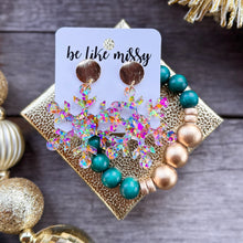 Wrapped Gift Set - Large Snowflake Earrings + Wooden Beaded Bracelet