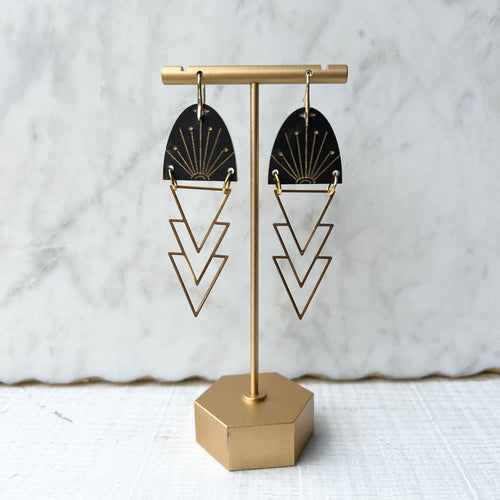 Aurora - Acrylic & Brass Earrings - Matte Black