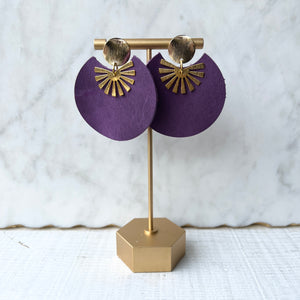 Sundrops - Violet - Brass & Leather Earrings