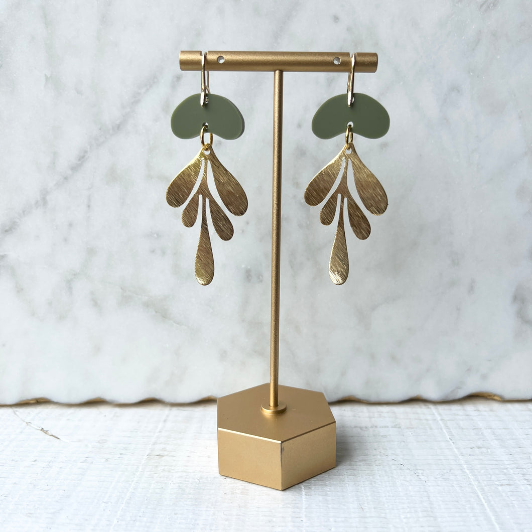 Gemma Drops - Olive - Acrylic Earrings