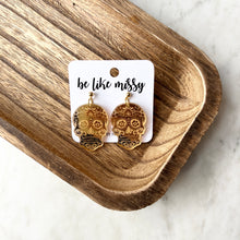 Spooky - Gold Mirror Sugar Skull Earrings - Acrylic Earrings