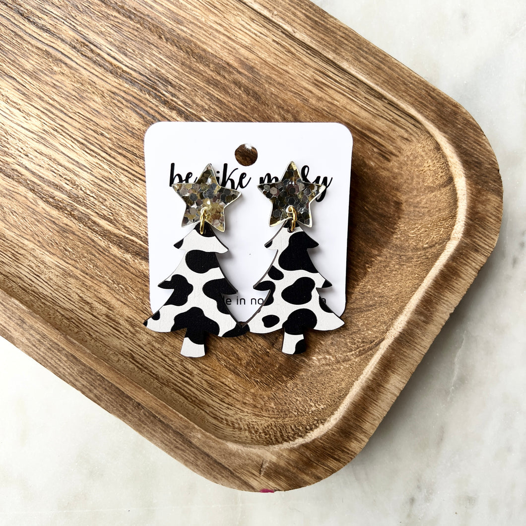 Christmas Earrings - Cow - Christmas Tree Earrings
