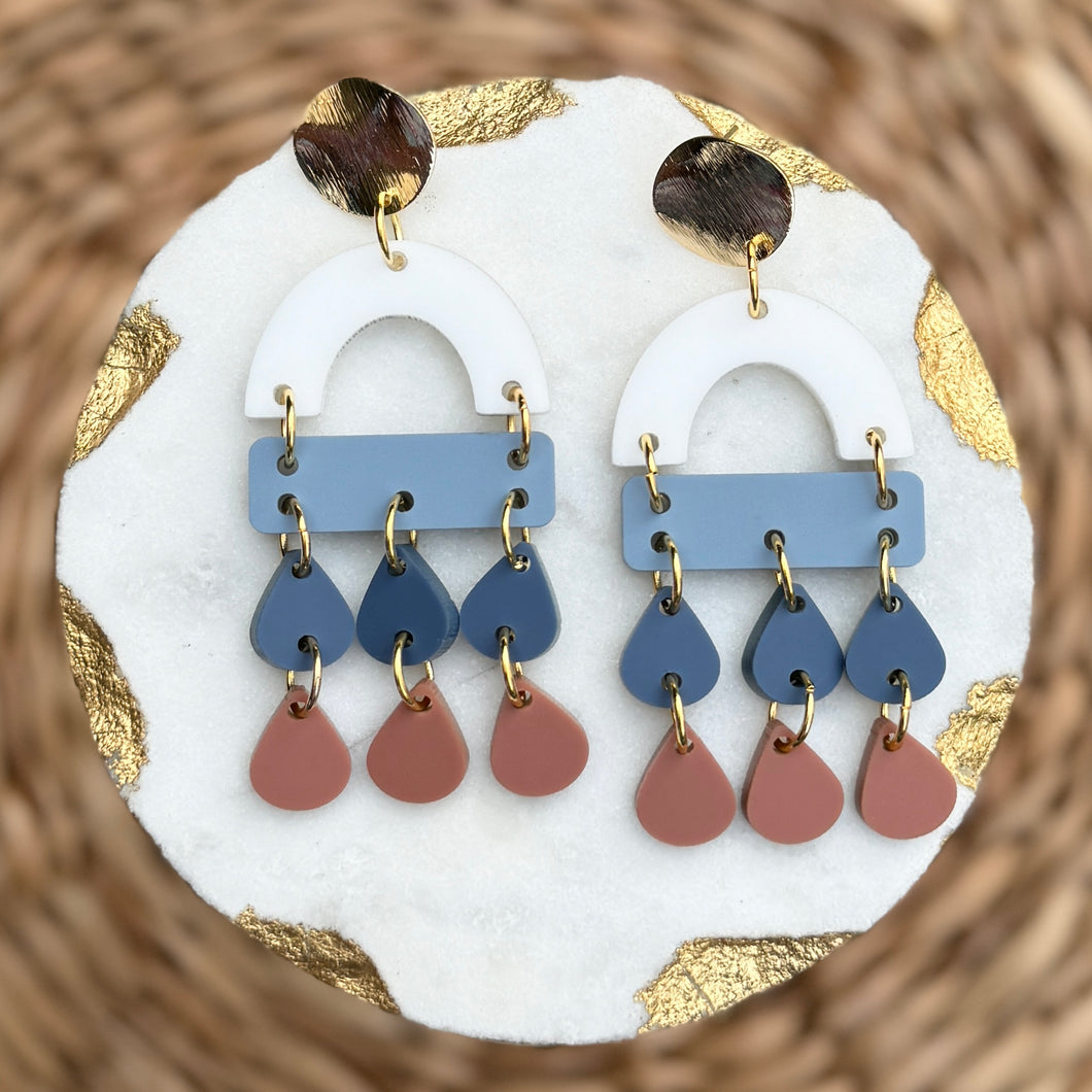 Scarlett Chandelier Earrings - Multi Blue - Acrylic Earrings