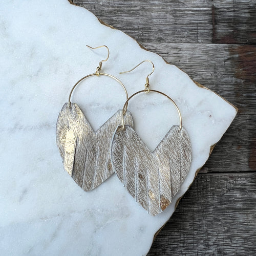 Glam Hoops - Gold Acid Wash Leather Earrings