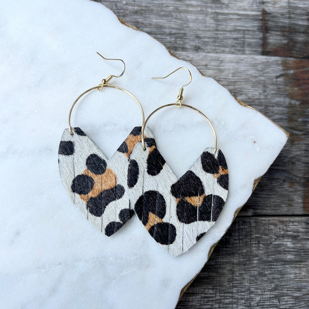 Glam Hoops - Leopard Leather Earrings