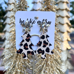 Christmas Earrings - Leopard - Christmas Tree Earrings