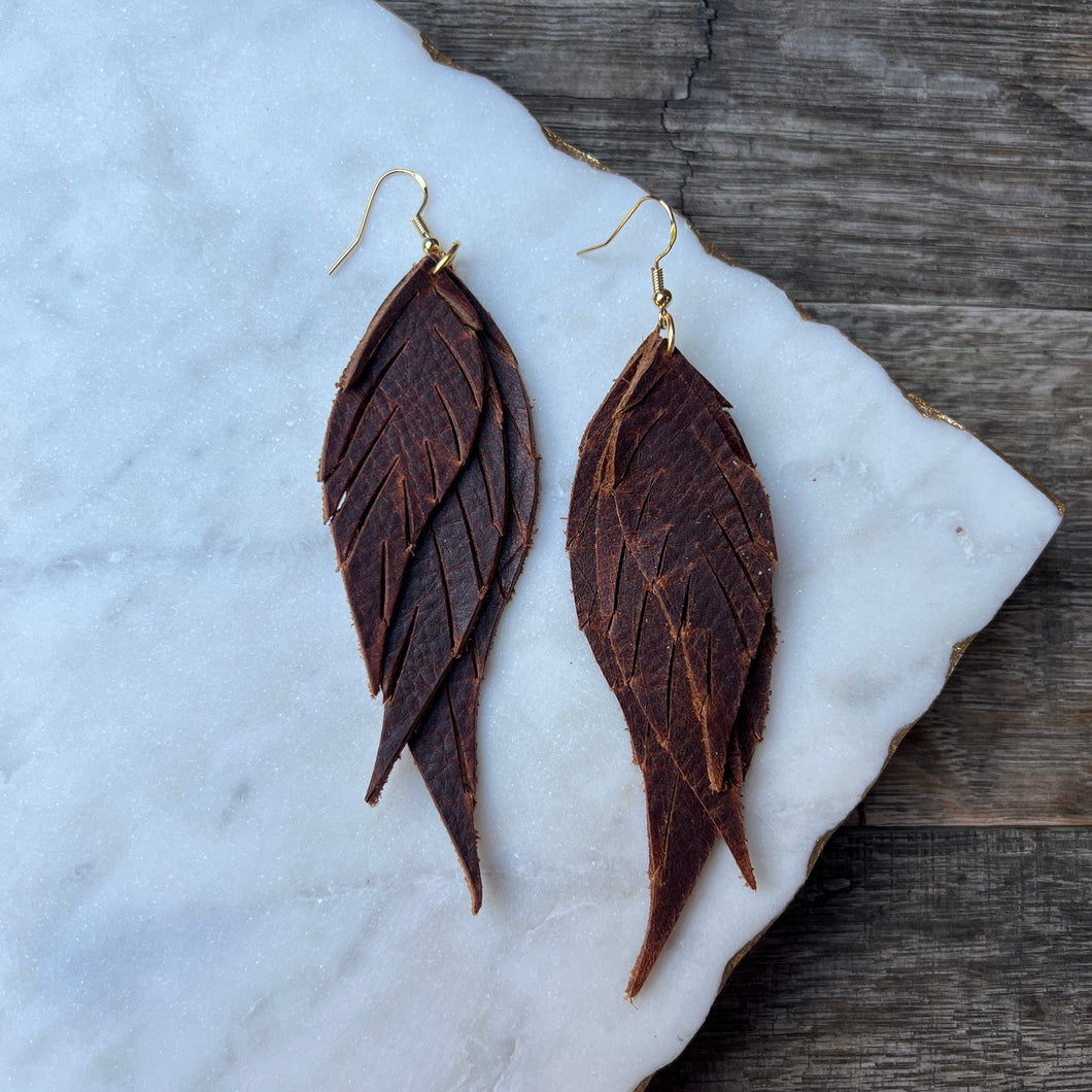 Wings of an Angel - Caramel - Leather Earrings