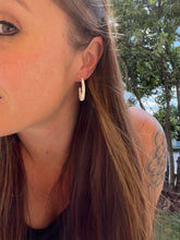 White Enamel Star Hoops