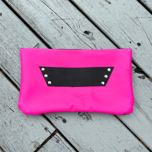 The Raleigh Leather Clutch - Neon Pink