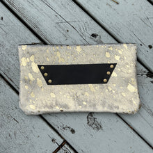 The Raleigh Leather Clutch - Black & Gold Acid Wash