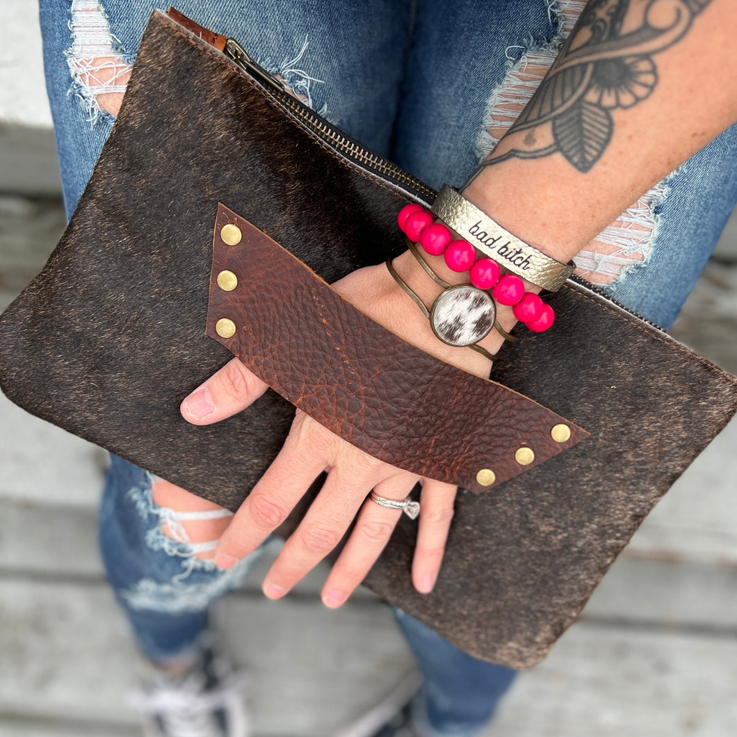 The Raleigh Leather Clutch - Dark Brown Cowhide