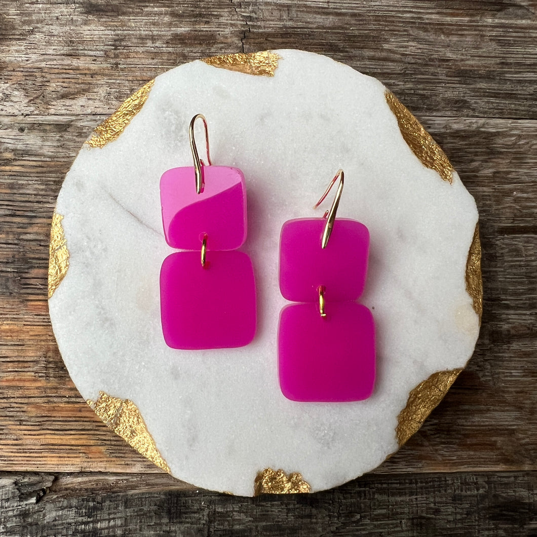 Mini Stacks - Bright Pink - Acrylic Earrings