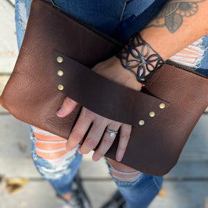 Fall - [raleigh leather] Clutch- Caramel