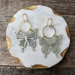 Butterfly - Pearl Green - Acrylic Earrings