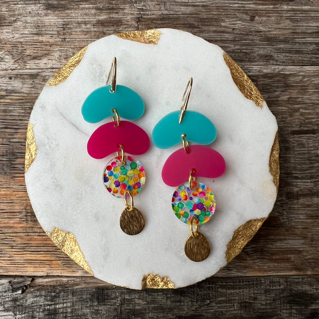 Cascading Drops - Multicolor - Acrylic Earrings