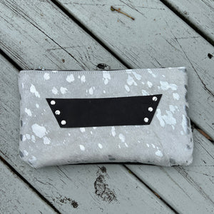 The Raleigh Leather Clutch - Black & Silver Acid Wash