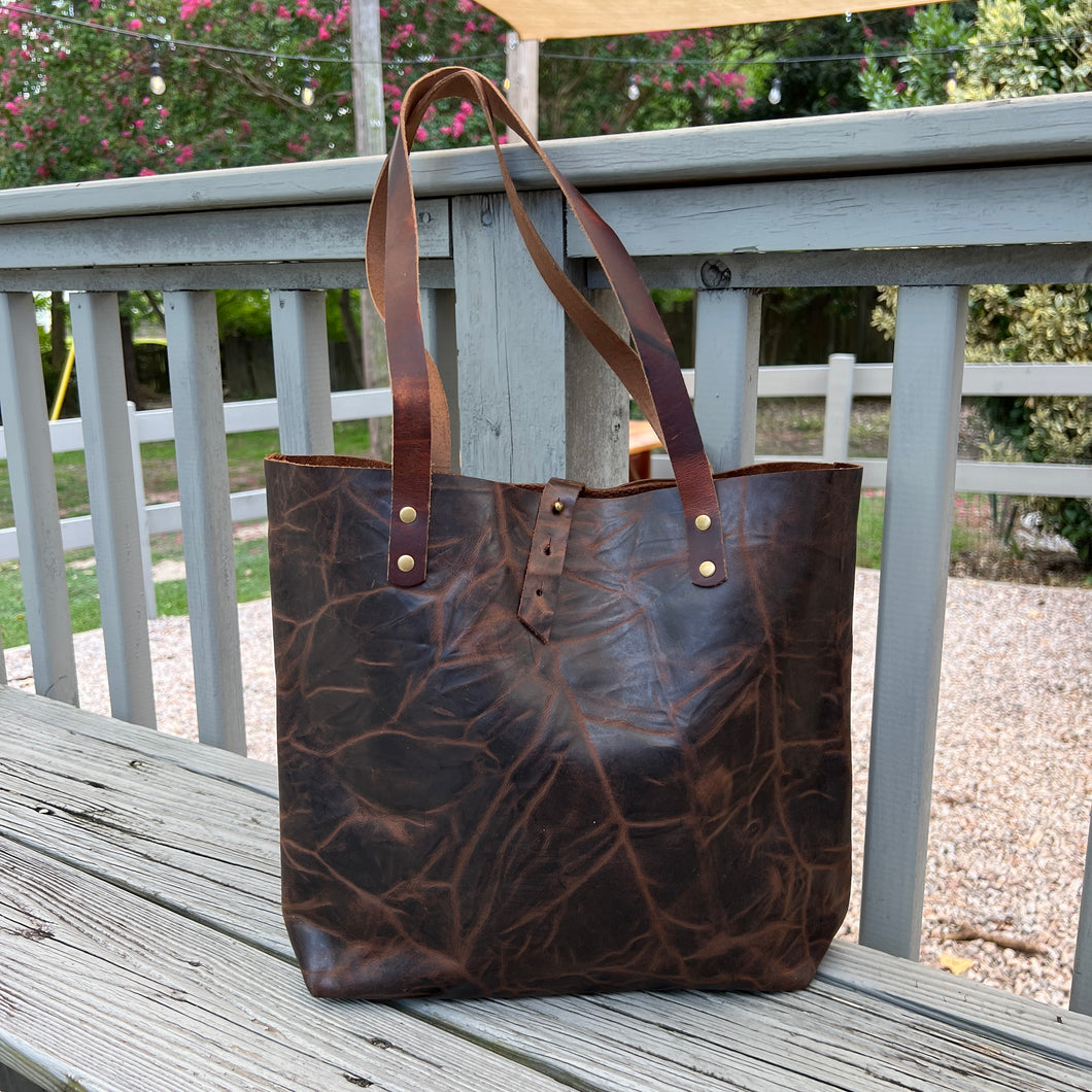 Fall - Tall Leather Tote - Distressed Brown